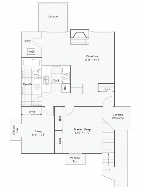 The Commons_Federal Way WA_Floor Plan_Two Bedroom One Bathroom The Commons_Federal Way WA_Floor Plan_Two Bedroom One Bathroom